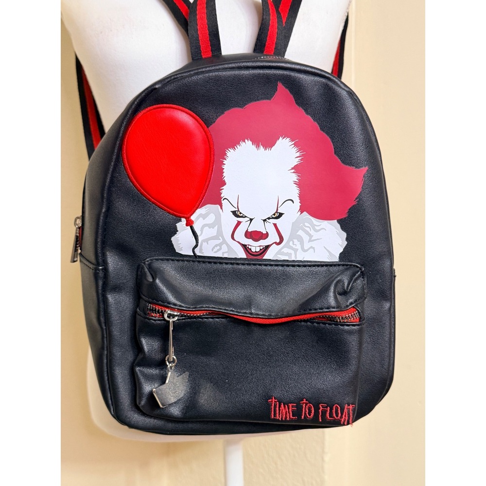 IT Pennywise Clown Mini Backpack Black Red Time To Float Horror Bag - Picture 2 of 4